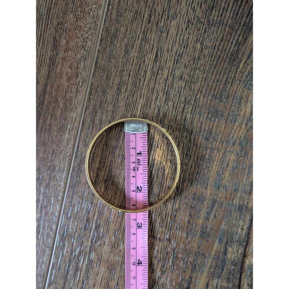 Vintage Monet Gold Tone Striped Bangle Bracelet, Stacking Signed Estate - Picture 4 of 8